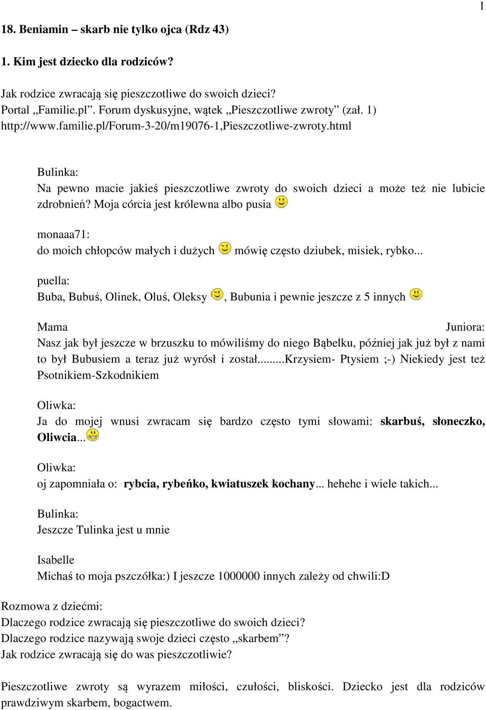 html Bulinka: Na pewno macie jakieś pieszczotliwe zwroty do swoich dzieci a może też nie lubicie zdrobnień?