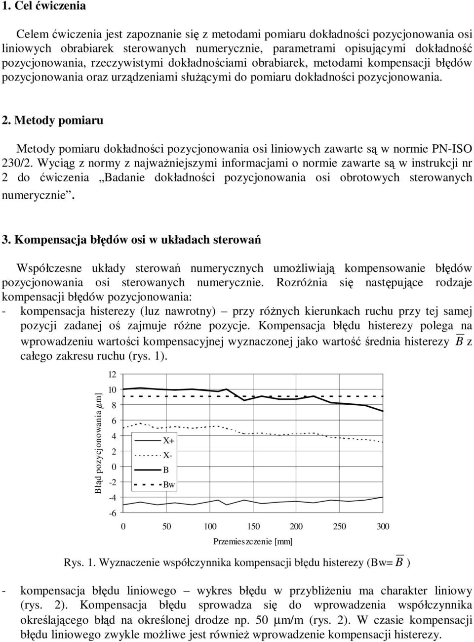 Metody pomiaru Metody pomiaru dokładności pozycjonowania osi liniowych zawarte są w normie PN-ISO 230/2.