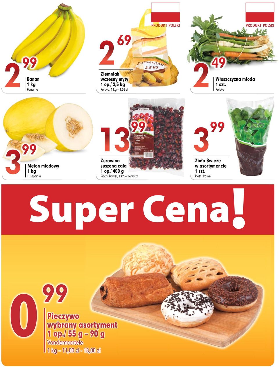 Żurawina Zioła Świeże Melon miodowy suszona cała w asortymencie 1 op.