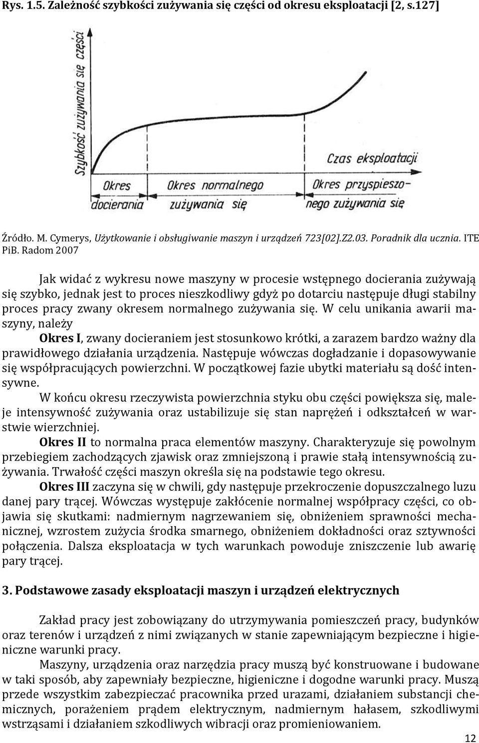 okresem normalnego zużywania się. W celu unikania awarii maszyny, należy Okres I, zwany docieraniem jest stosunkowo krótki, a zarazem bardzo ważny dla prawidłowego działania urządzenia.