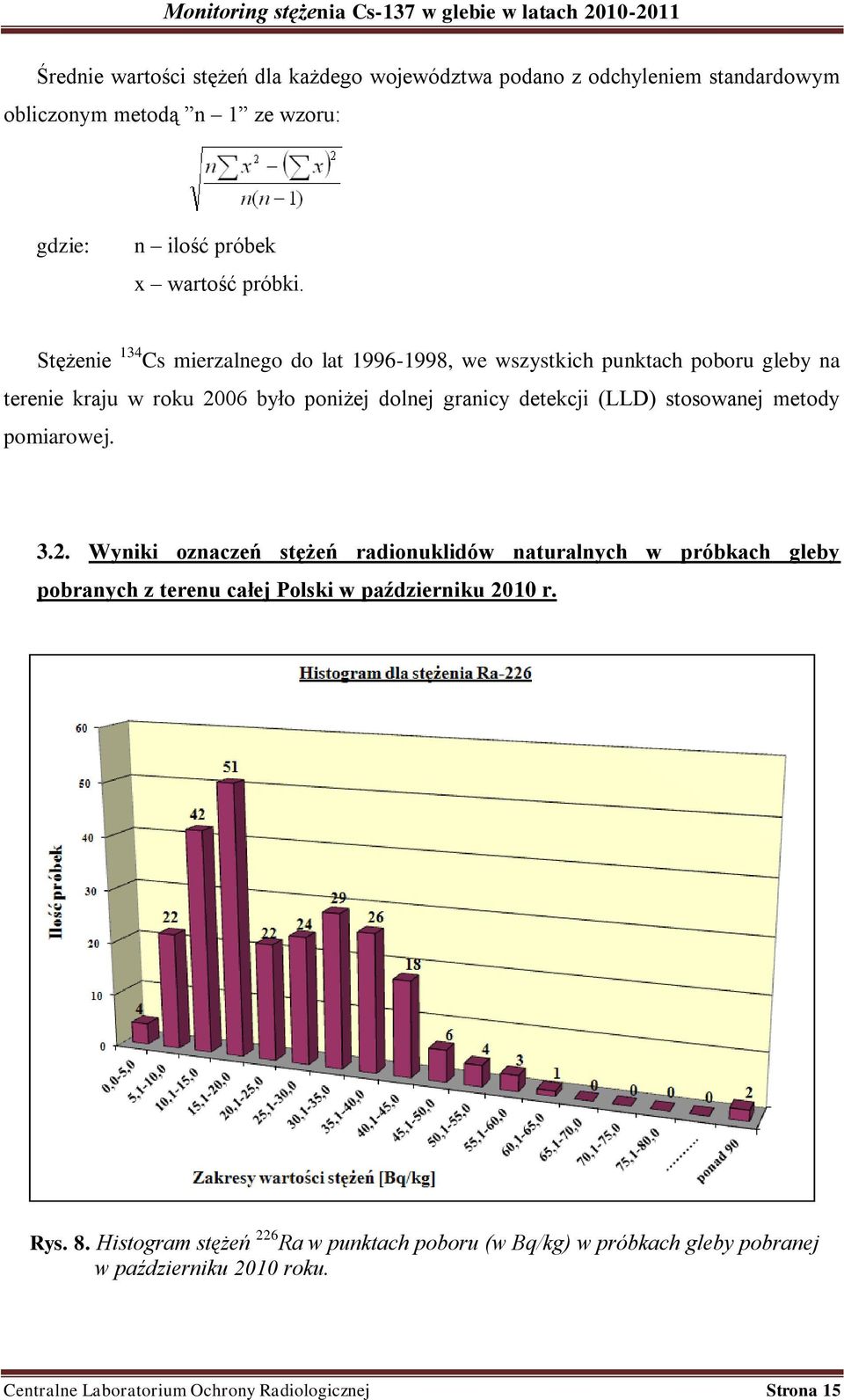 stosowanej metody pomiarowej. 3.2. Wyniki oznaczeń stężeń radionuklidów naturalnych w próbkach gleby pobranych z terenu całej Polski w październiku 2010 r.