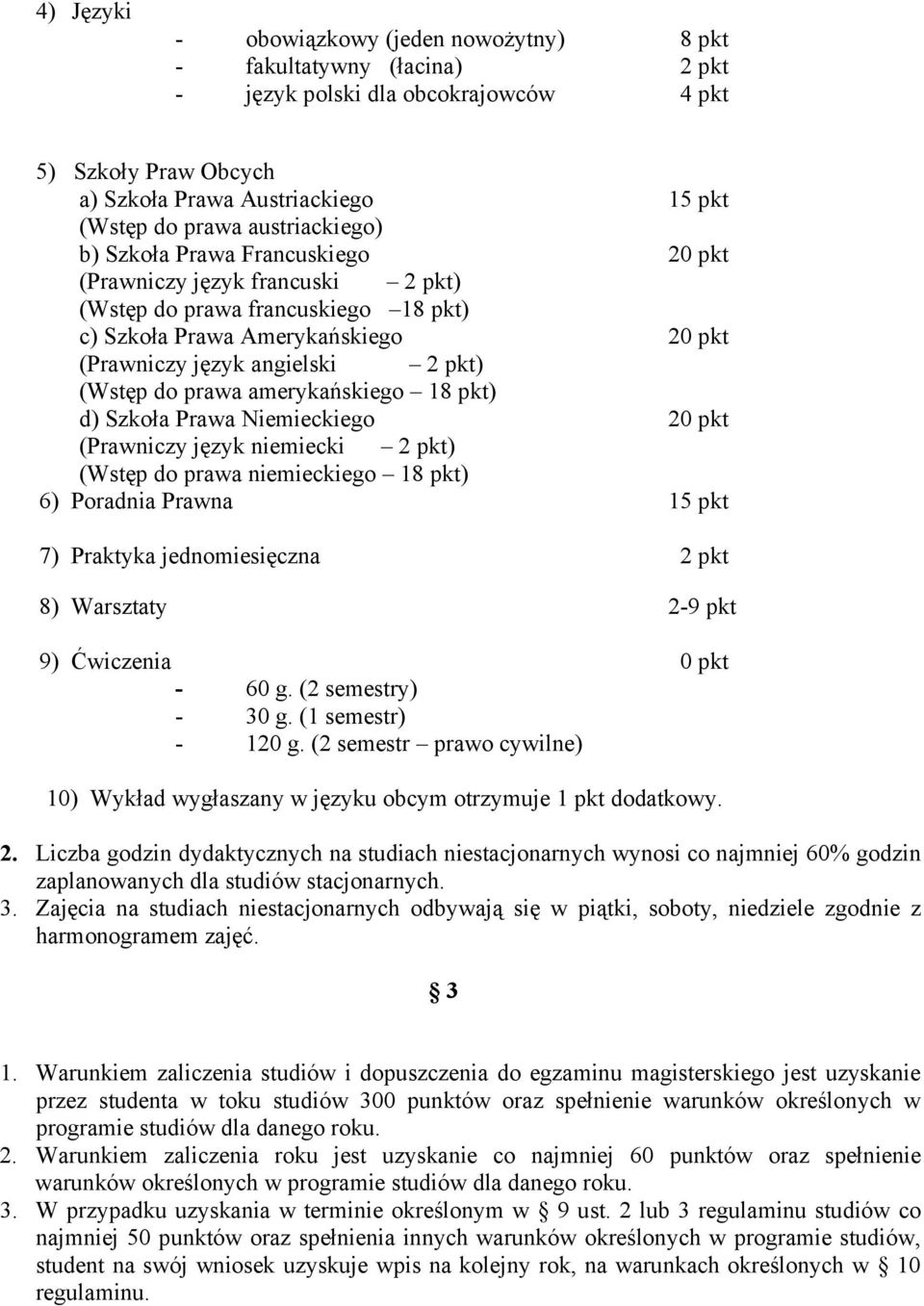 (Wstęp do prawa amerykańskiego 18 pkt) d) Szkoła Prawa Niemieckiego 20 pkt (Prawniczy język niemiecki 2 pkt) (Wstęp do prawa niemieckiego 18 pkt) 6) Poradnia Prawna 15 pkt 7) Praktyka jednomiesięczna