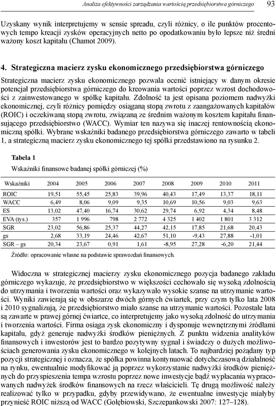 Strategiczna macierz zysku ekonomicznego przedsiębiorstwa górniczego Strategiczna macierz zysku ekonomicznego pozwala ocenić istniejący w danym okresie potencjał przedsiębiorstwa górniczego do