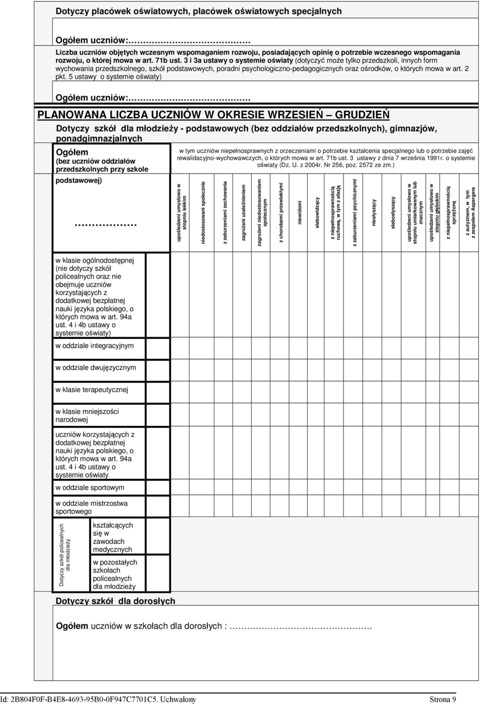 3 i 3a ustawy o systemie oświaty (dotyczyć może tylko przedszkoli, innych form wychowania przedszkolnego, szkół podstawowych, poradni psychologiczno-pedagogicznych oraz ośrodków, o których mowa w art.