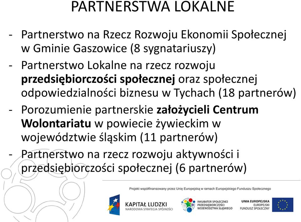 Tychach (18 partnerów) - Porozumienie partnerskie założycieli Centrum Wolontariatu w powiecie żywieckim w