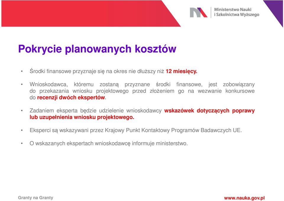 wezwanie konkursowe do recenzji dwóch ekspertów.