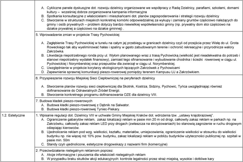 Stworzenie w strukturach miejskich konkretnej komórki odpowiedzialnej za wykupy i zamiany gruntów częściowo należących do gminy i osób prywatnych problem dotyczy bardzo niewielkiej współwłasności