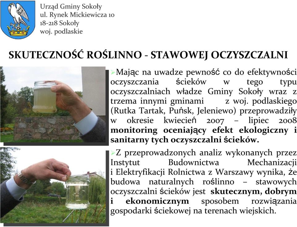 sanitarny tych oczyszczalni ścieków.