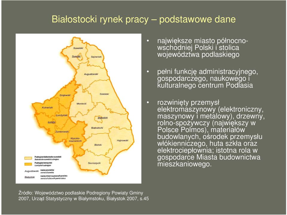 rolno-spożywczy (największy w Polsce Polmos), materiałów budowlanych, ośrodek przemysłu włókienniczego, huta szkła oraz elektrociepłownia; istotna rola