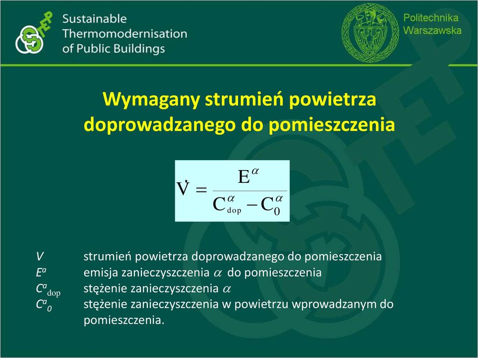 pomieszczenia emisja zanieczyszczenia a do pomieszczenia stężenie