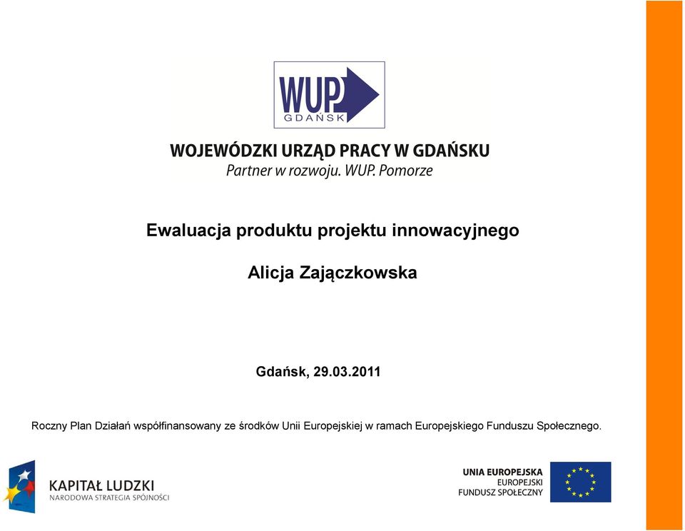 2011 Roczny Plan Działań współfinansowany ze