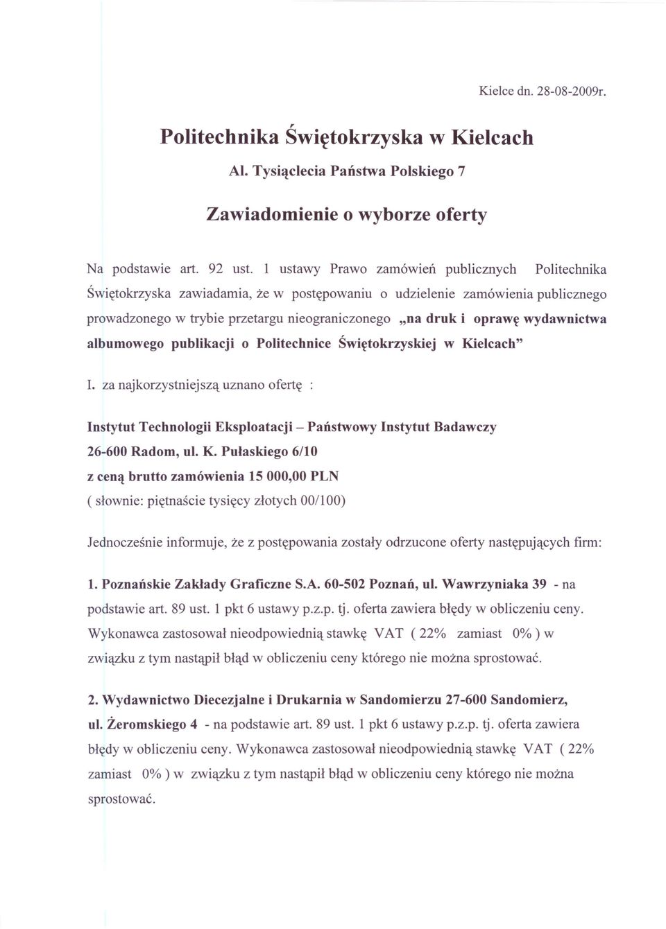 wydawnictwa albumowego publikacji o Politechnice Świętokrzyskiej w Ki
