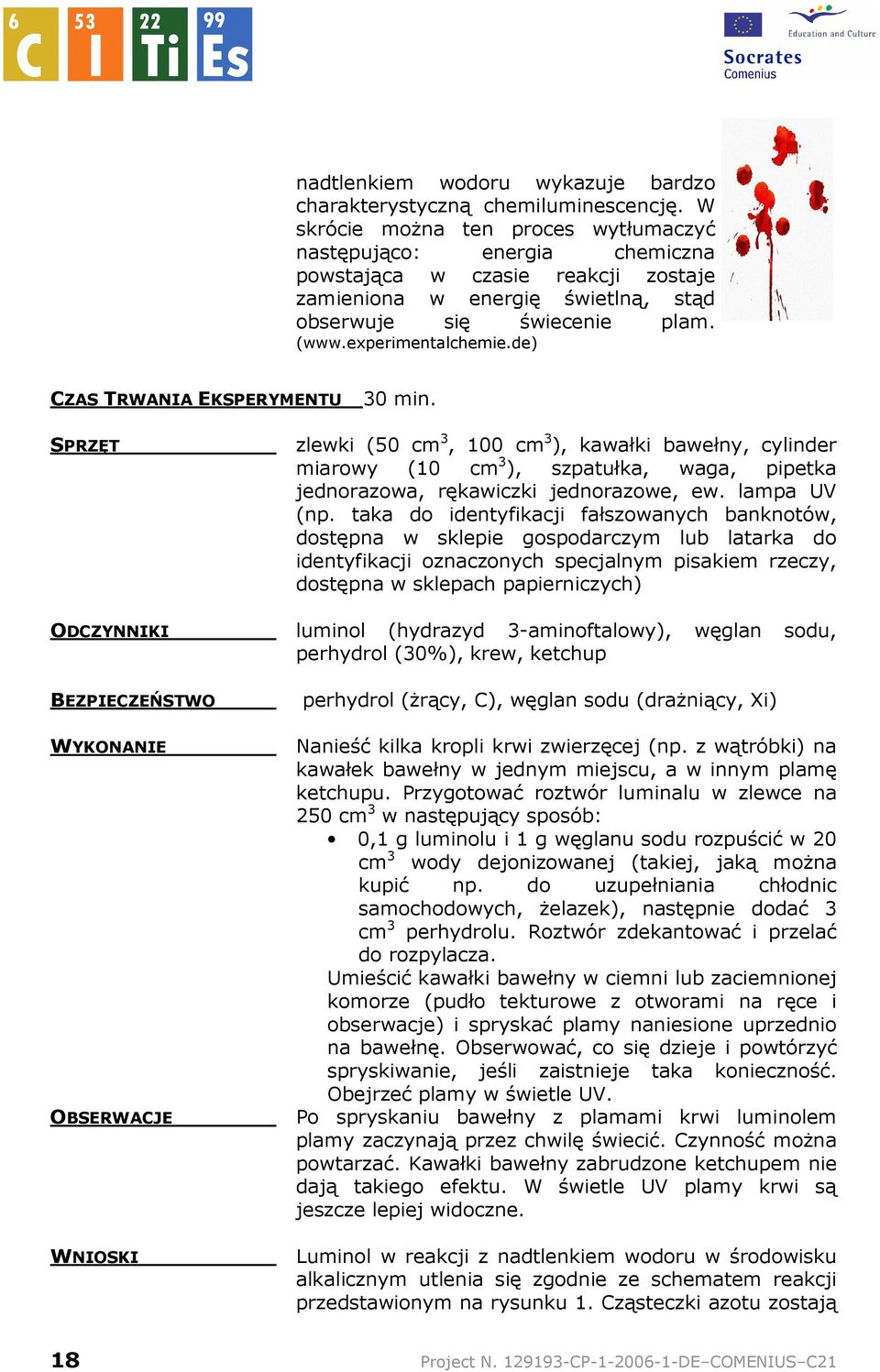 de) CZAS TRWANIA EKSPERYMENTU 30 min.