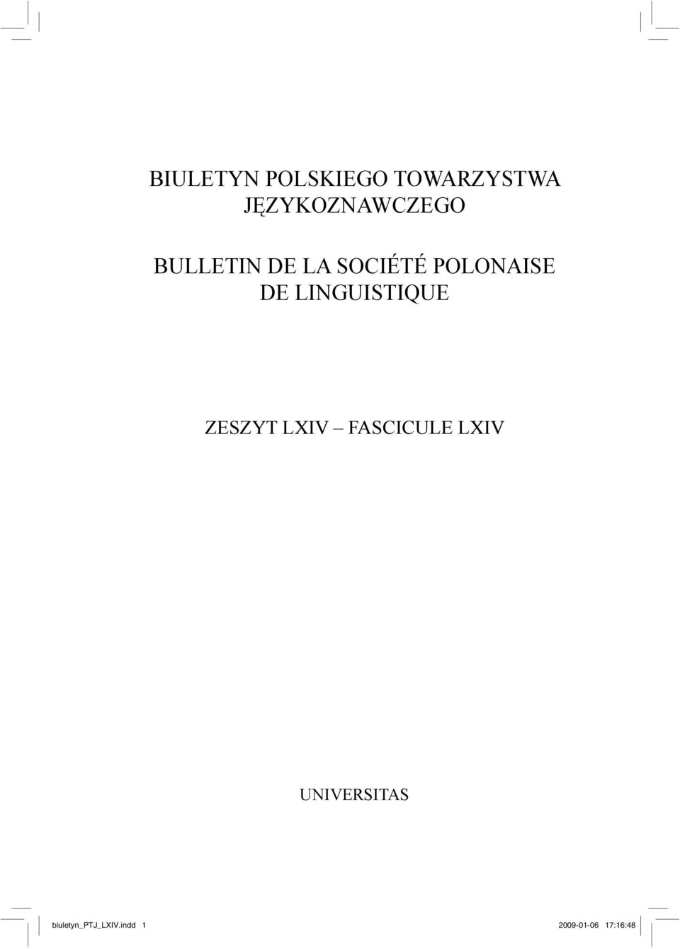 POLONAISE DE LINGUISTIQUE ZESZYT LXIV