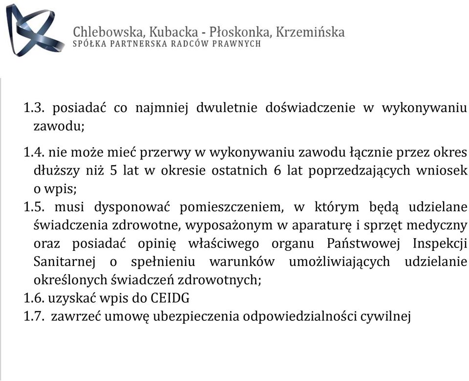 lat w okresie ostatnich 6 lat poprzedzających wniosek o wpis; 1.5.