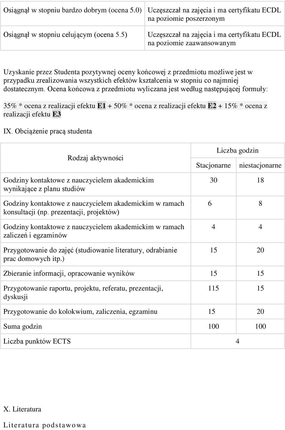kształcenia w stopniu co najmniej dostatecznym.