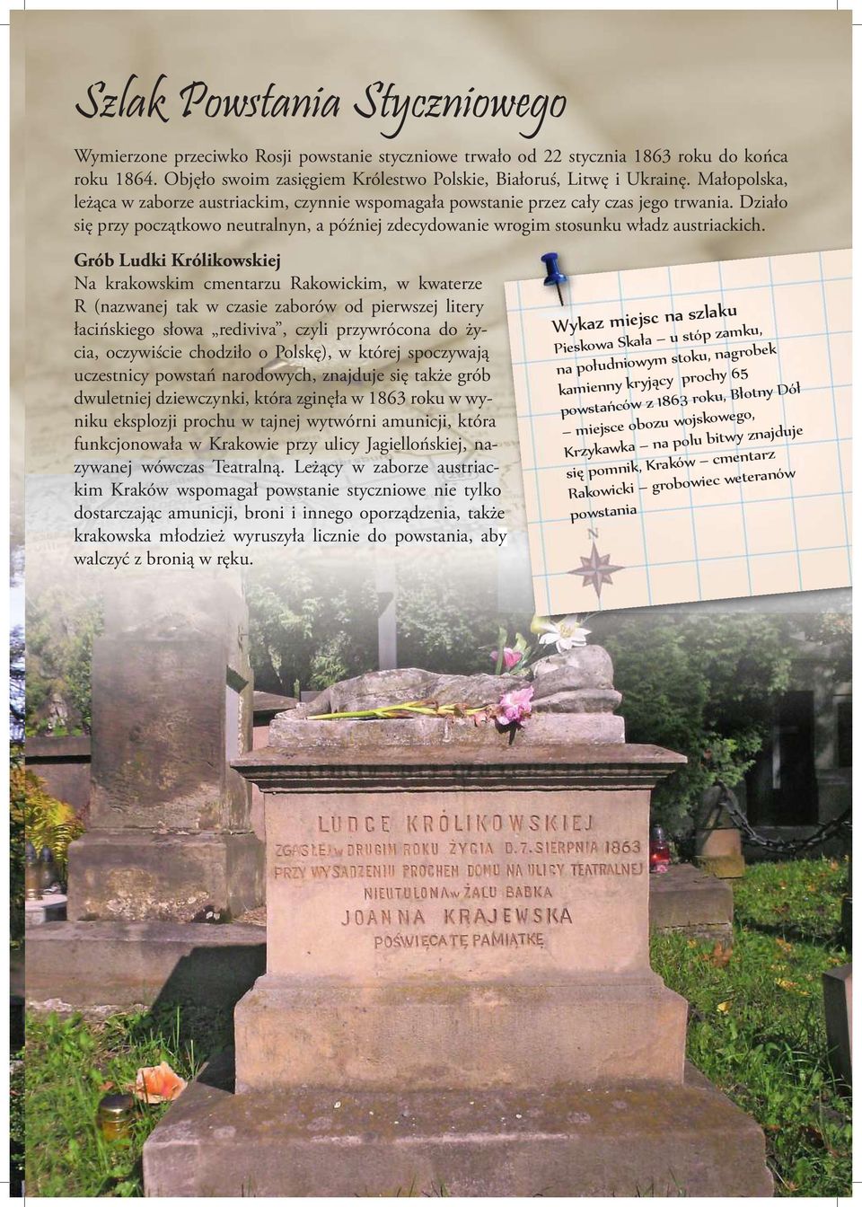 Grób Ludki Królikowskiej Na krakowskim cmentarzu Rakowickim, w kwaterze R (nazwanej tak w czasie zaborów od pierwszej litery łacińskiego słowa rediviva, czyli przywrócona do życia, oczywiście