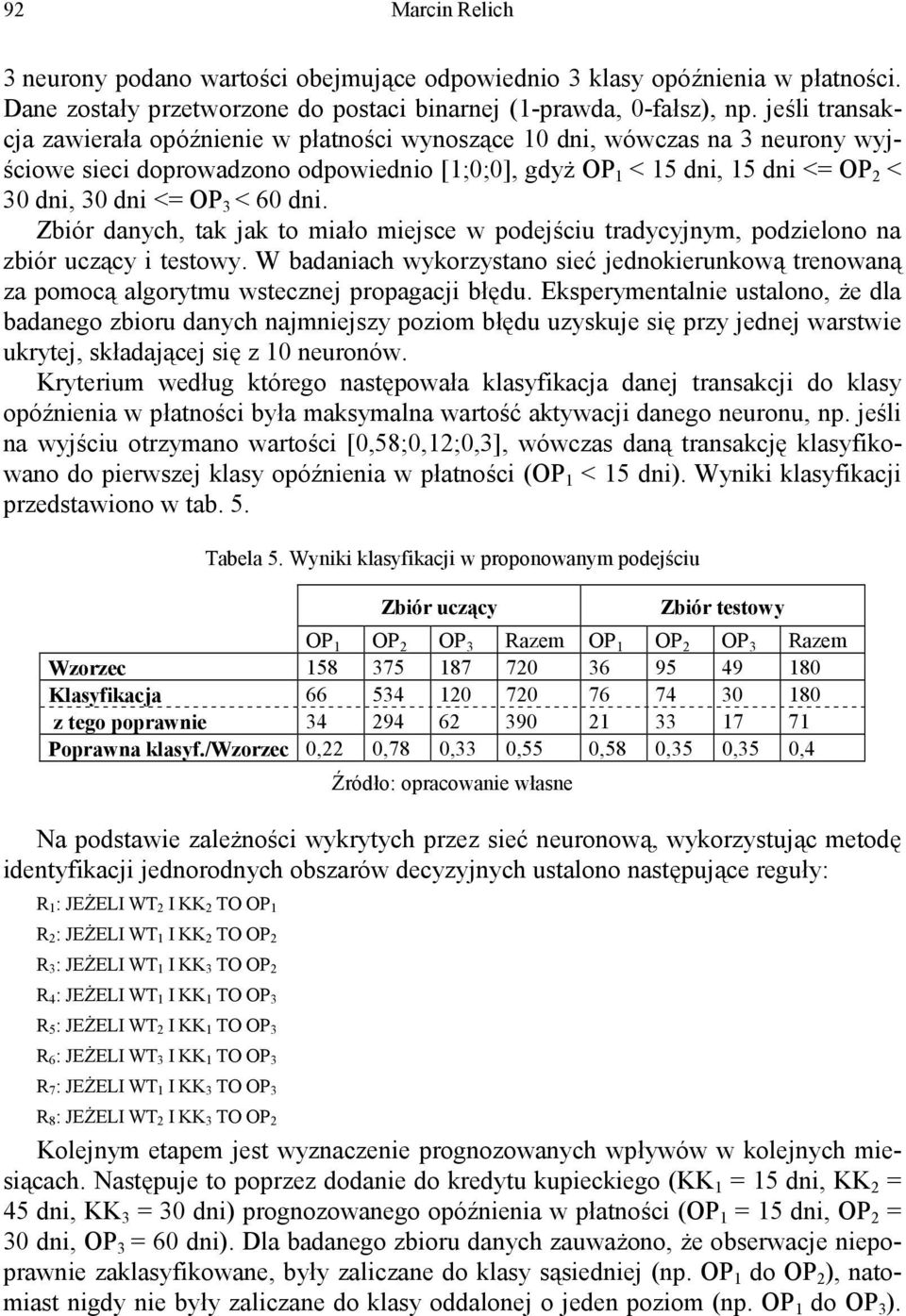 < 60 dni. Zbiór danych, tak jak to miało miejsce w podejściu tradycyjnym, podzielono na zbiór uczący i testowy.