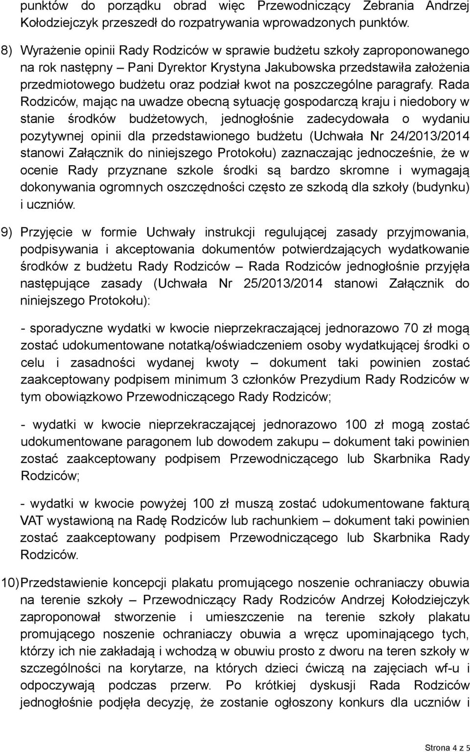 poszczególne paragrafy.