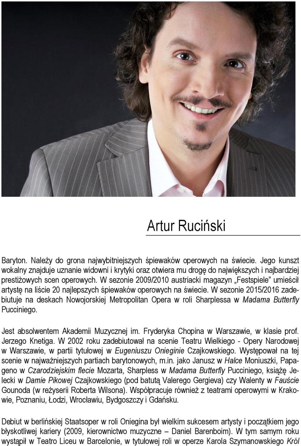 W sezonie 2009/2010 austriacki magazyn Festspiele umieścił artystę na liście 20 najlepszych śpiewaków operowych na świecie.