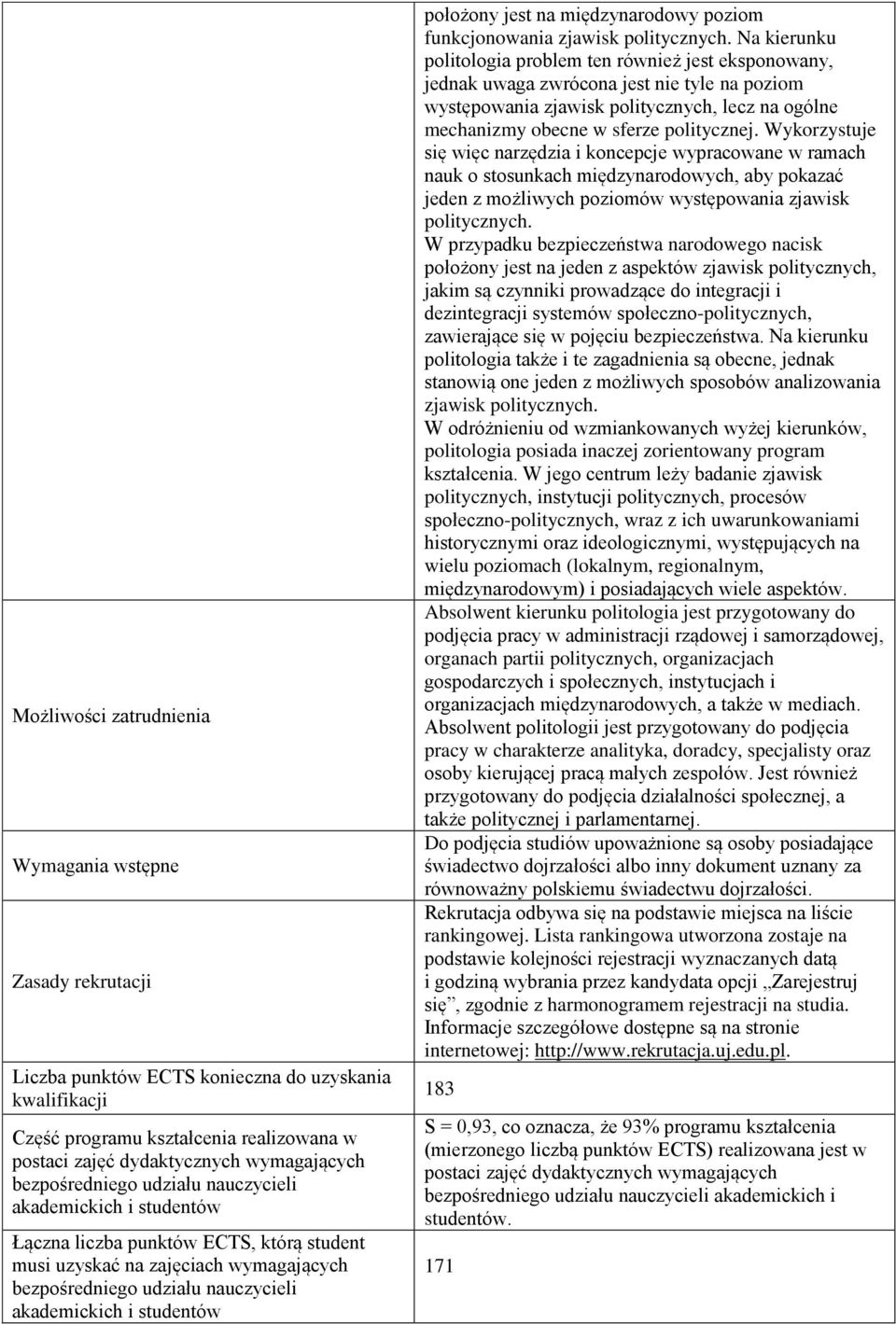 studentów położony jest na międzynarodowy poziom funkcjonowania zjawisk politycznych.