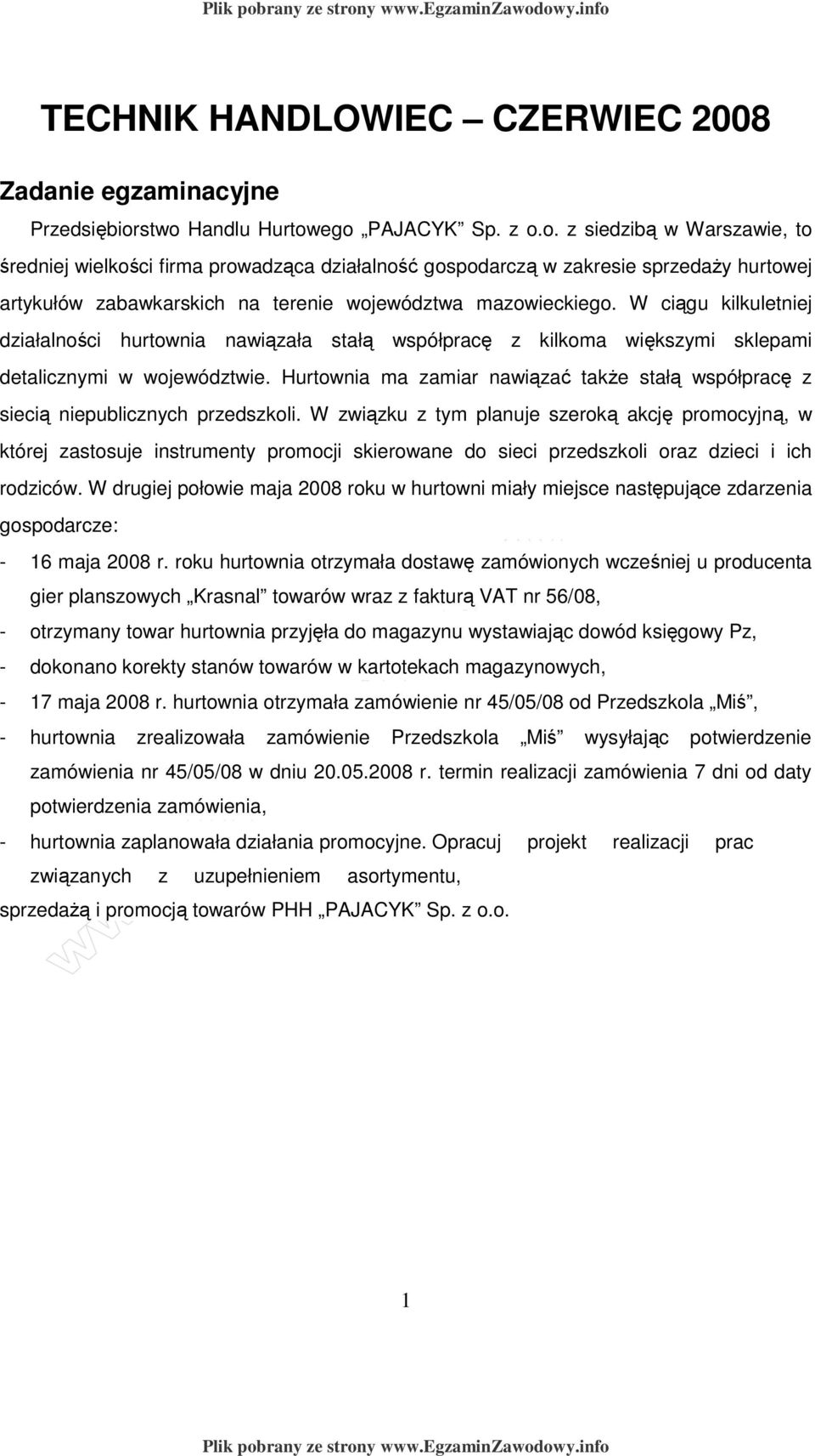 W ciągu kilkuletniej działalności hurtownia nawiązała stałą współpracę z kilkoma większymi sklepami detalicznymi w województwie.