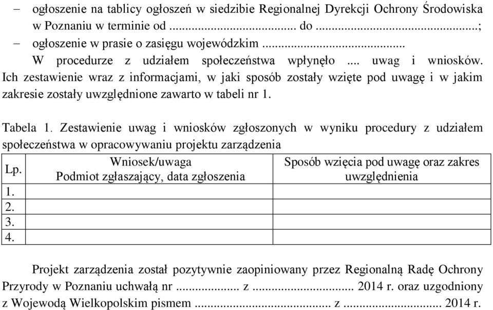 Ich zestawienie wraz z informacjami, w jaki sposób zostały wzięte pod uwagę i w jakim zakresie zostały uwzględnione zawarto w tabeli nr 1. Tabela 1.