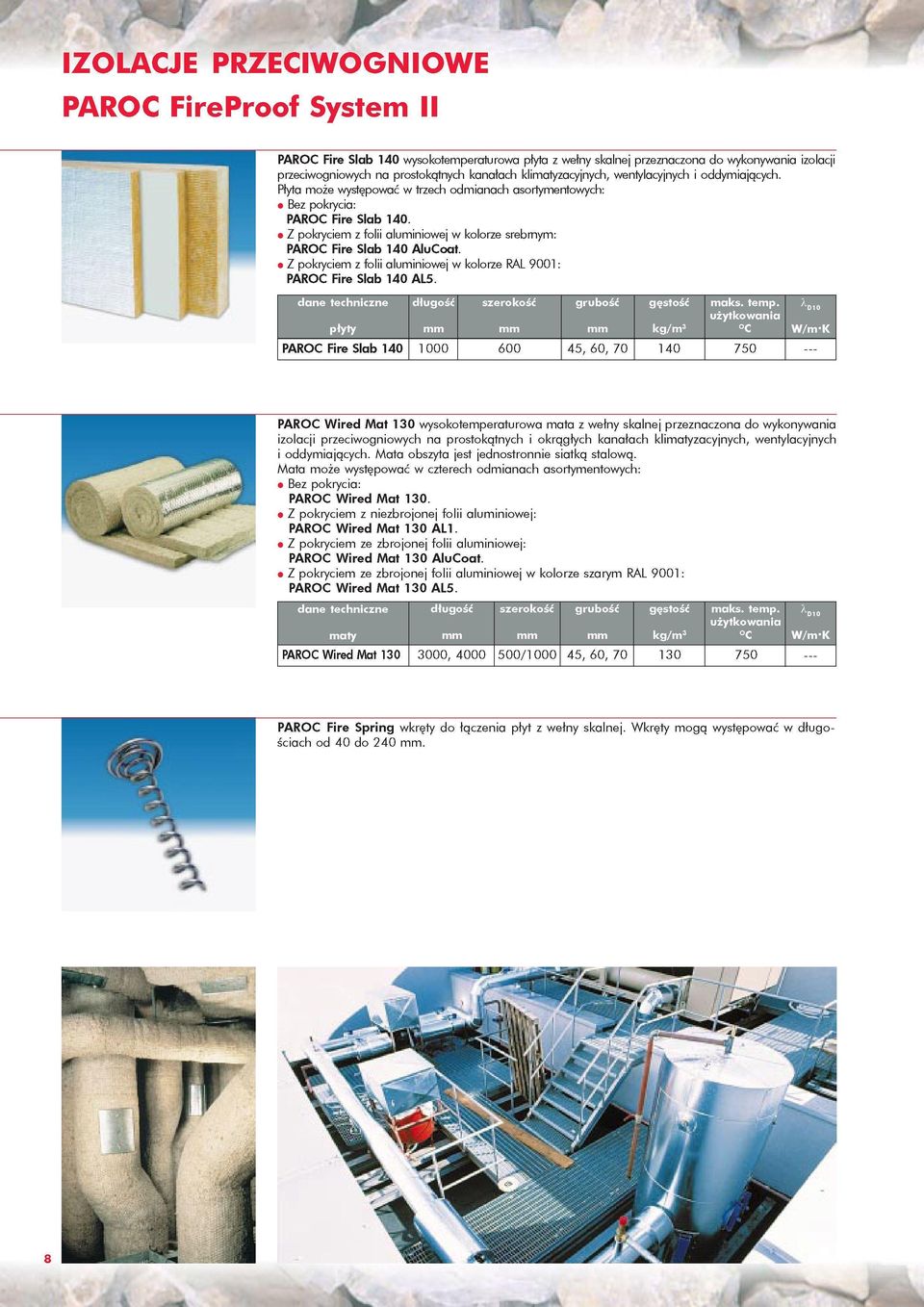 Z pokryciem z folii aluminiowej w kolorze RAL 9001: PAR Fire Slab 140 AL5.