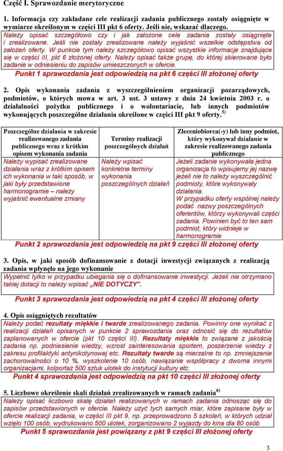 W punkcie tym należy szczegółowo opisać wszystkie informacje znajdujące się w części III, pkt 6 złożonej oferty.