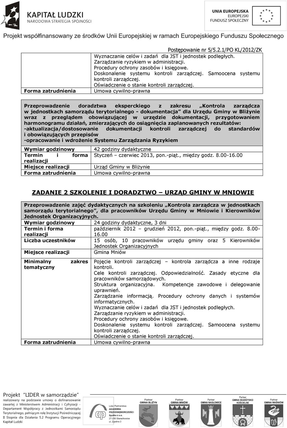 przeglądem obowiązującej w urzędzie dokumentacji, przygotowaniem harmonogramu działań, zmierzających do osiągnięcia zaplanowanych Wymiar godzinowy