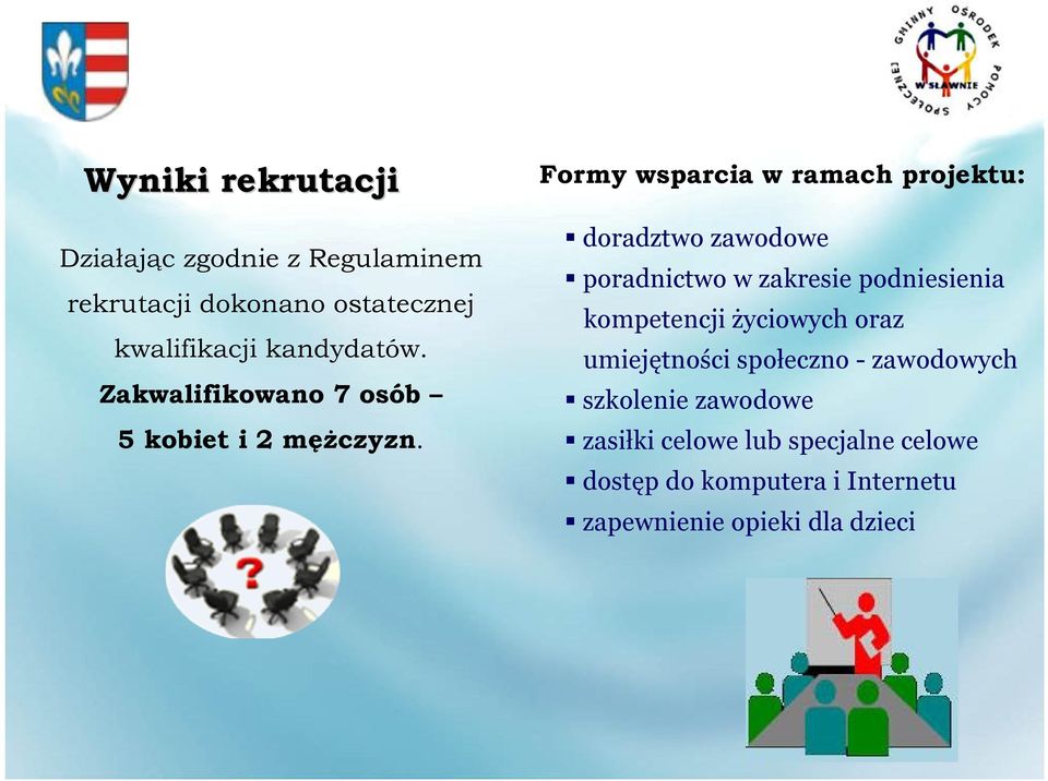 Formy wsparcia w ramach projektu: doradztwo zawodowe poradnictwo w zakresie podniesienia kompetencji