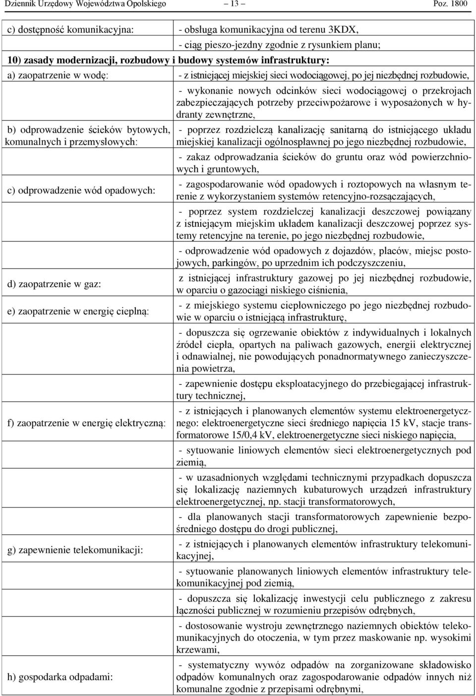 zaopatrzenie w wodę: - z istniejącej miejskiej sieci wodociągowej, po jej niezbędnej rozbudowie, b) odprowadzenie ścieków bytowych, komunalnych i przemysłowych: c) odprowadzenie wód opadowych: d)