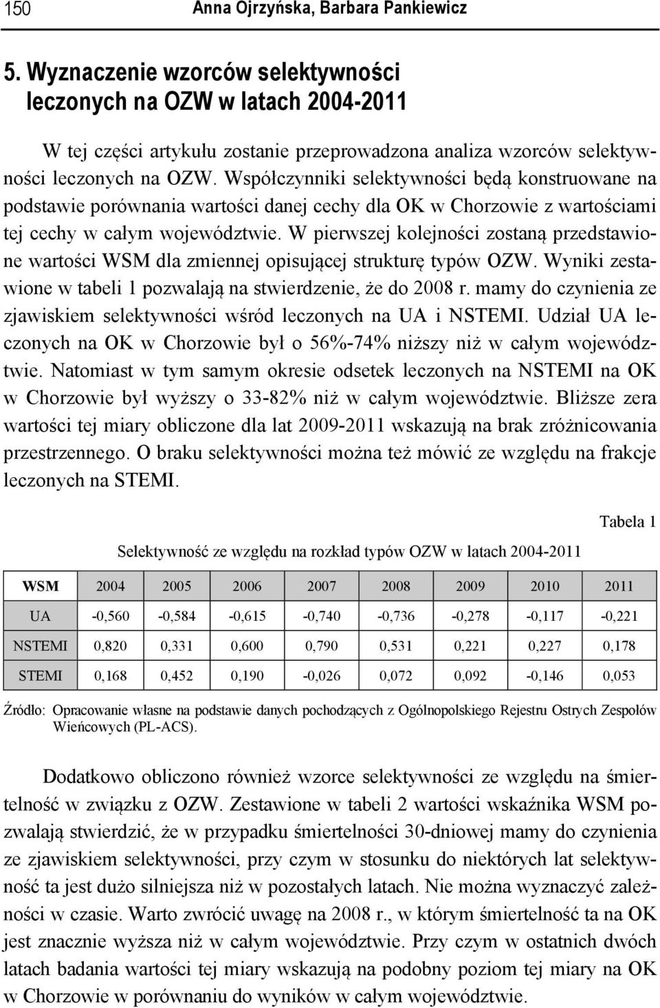 Współczynniki selektywności będą konstruowane na podstawie porównania wartości danej cechy dla OK w Chorzowie z wartościami tej cechy w całym województwie.