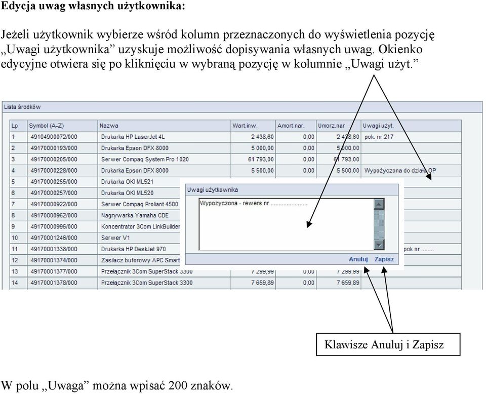 dopisywania własnych uwag.