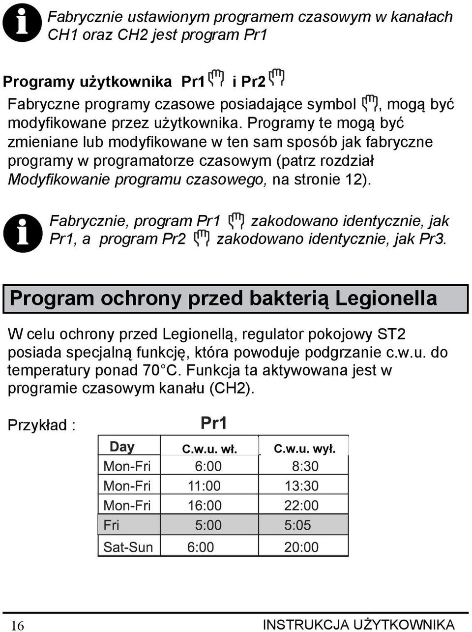 i Fabrycznie, program Pr1 zakodowano identycznie, jak Pr1, a program Pr2 zakodowano identycznie, jak Pr3.