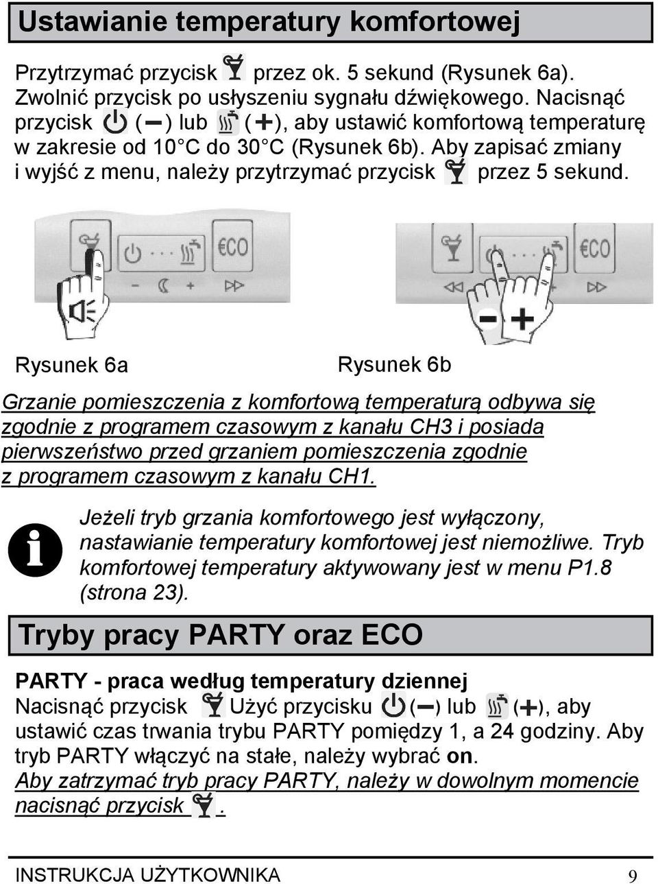 Rysunek 6a Grzanie pomieszczenia z komfortową temperaturą odbywa się zgodnie z programem czasowym z kanału CH3 i posiada pierwszeństwo przed grzaniem pomieszczenia zgodnie z programem czasowym z