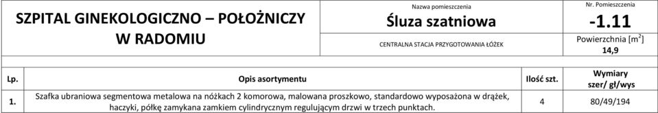 malowana proszkowo, standardowo wyposażona w drążek, haczyki, półkę