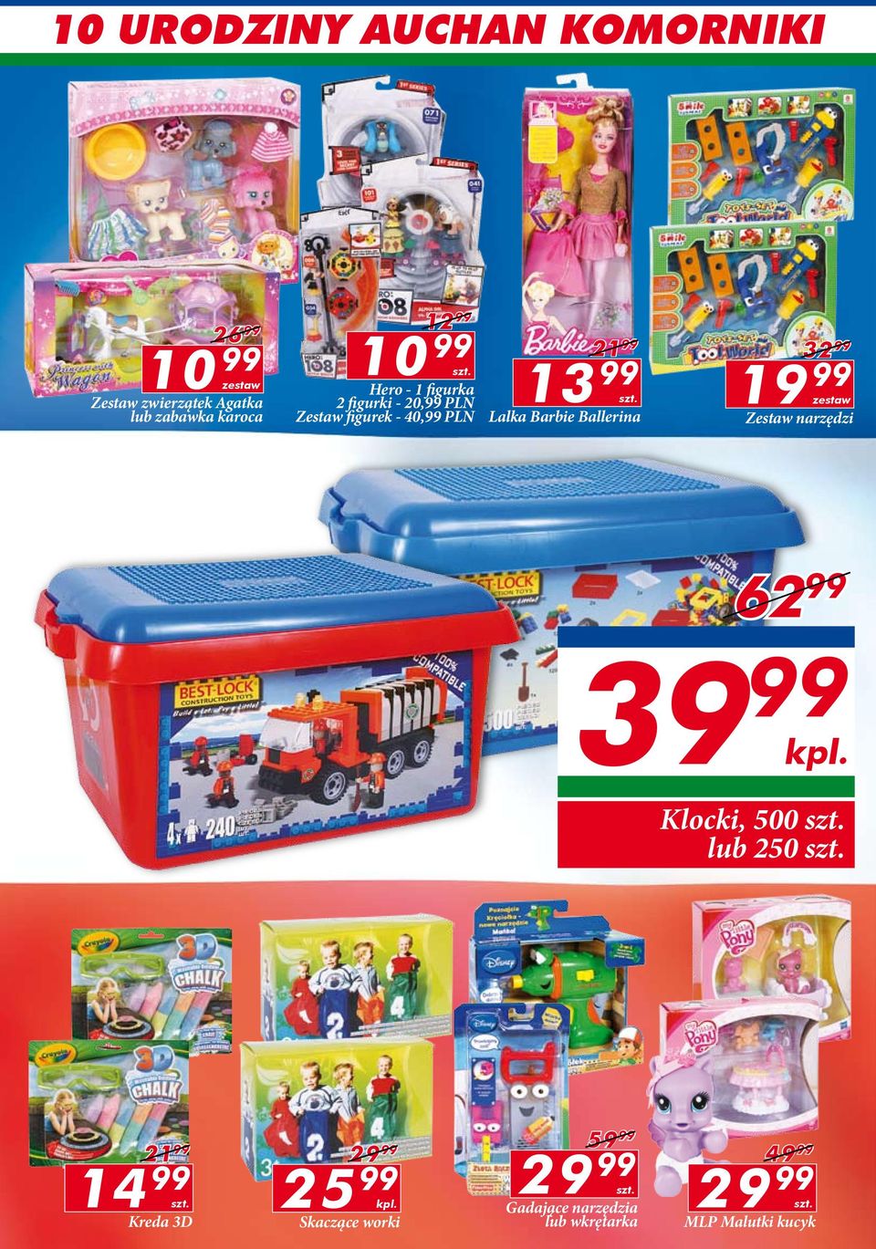 Lalka Barbie Ballerina 32 99 19 99 zestaw Zestaw narzędzi 62 99 39 99 kpl. Klocki, 500 szt.