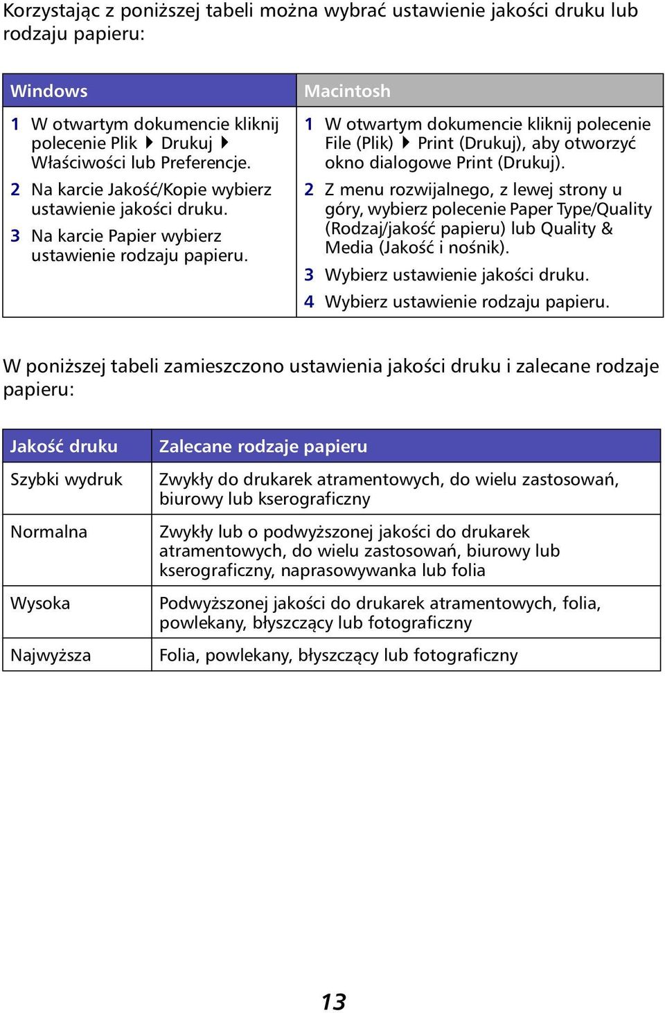 Macintosh 1 W otwartym dokumencie kliknij polecenie File (Plik) Print (Drukuj), aby otworzyć okno dialogowe Print (Drukuj).