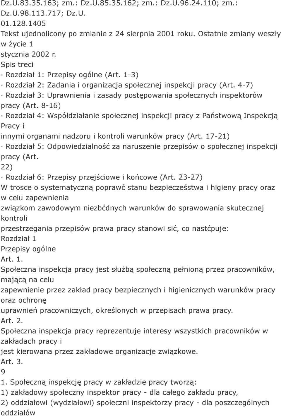 4-7) Rozdział 3: Uprawnienia i zasady postępowania społecznych inspektorów pracy (Art.