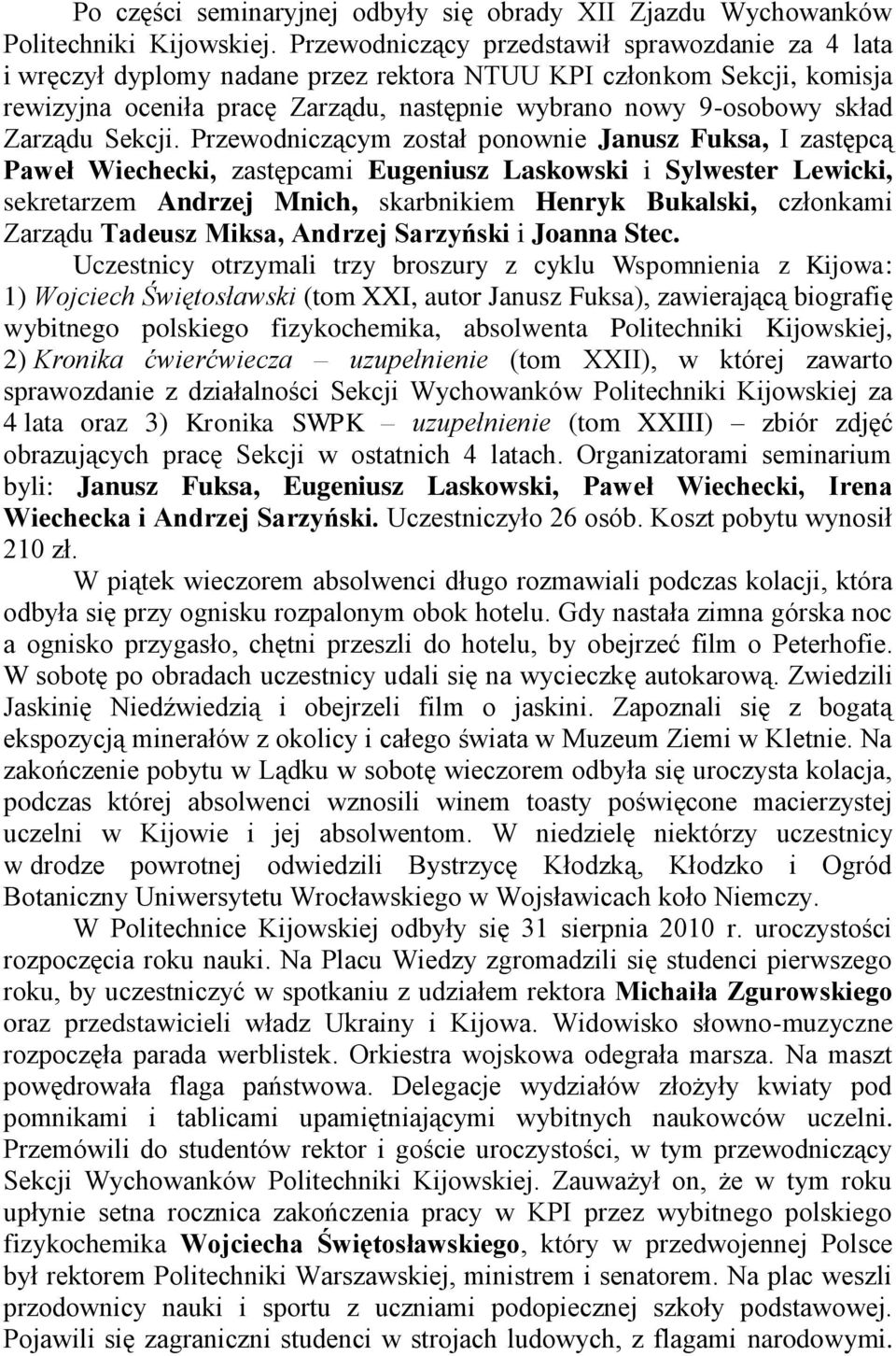 Zarządu Sekcji.
