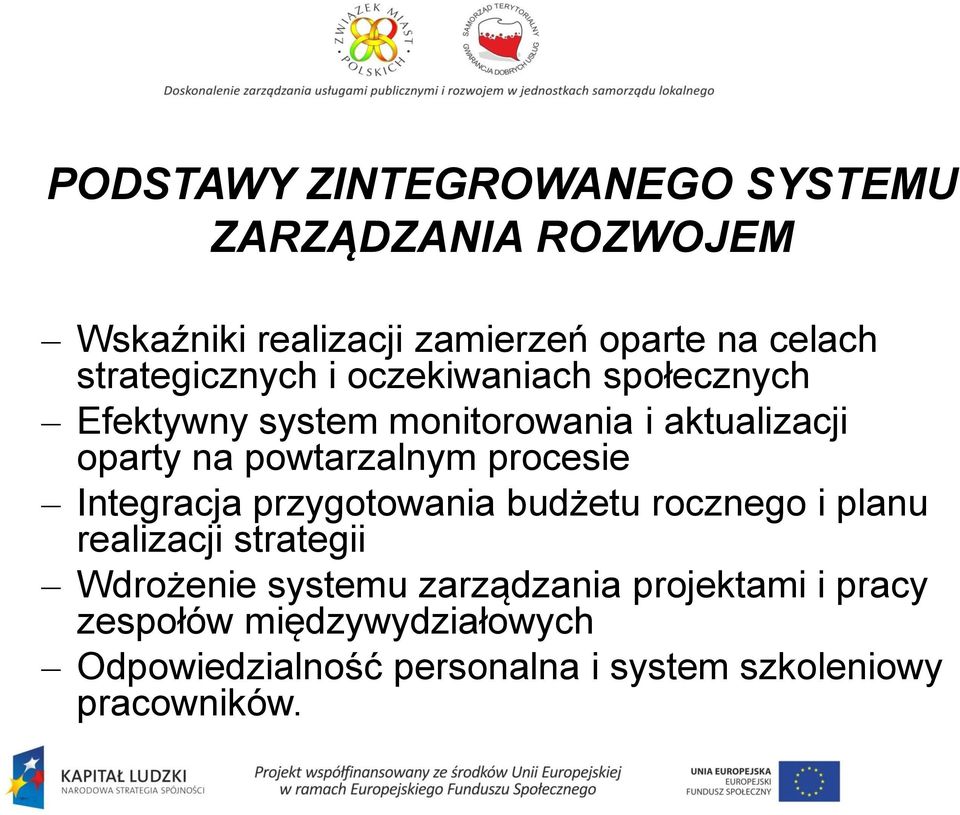 powtarzalnym procesie Integracja przygotowania budżetu rocznego i planu realizacji strategii Wdrożenie