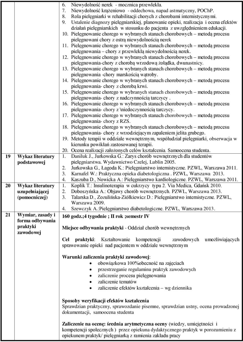 Ustalenie diagnozy pielęgniarskiej, planowanie opieki, realizacja i ocena efektów działań pielęgniarskich w stosunku do pacjenta z uwzględnieniem edukacji. 10.