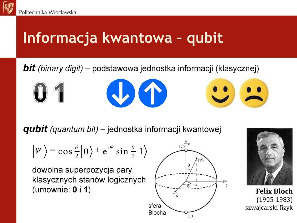 kwantowej i cos 0 e sin 1 2 2 dowolna superpozycja pary klasycznych