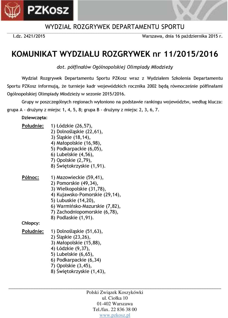 będą równocześnie półfinałami Ogólnopolskiej Olimpiady Młodzieży w sezonie 2015/2016.