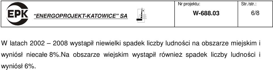 spadek liczby ludności na obszarze miejskim i