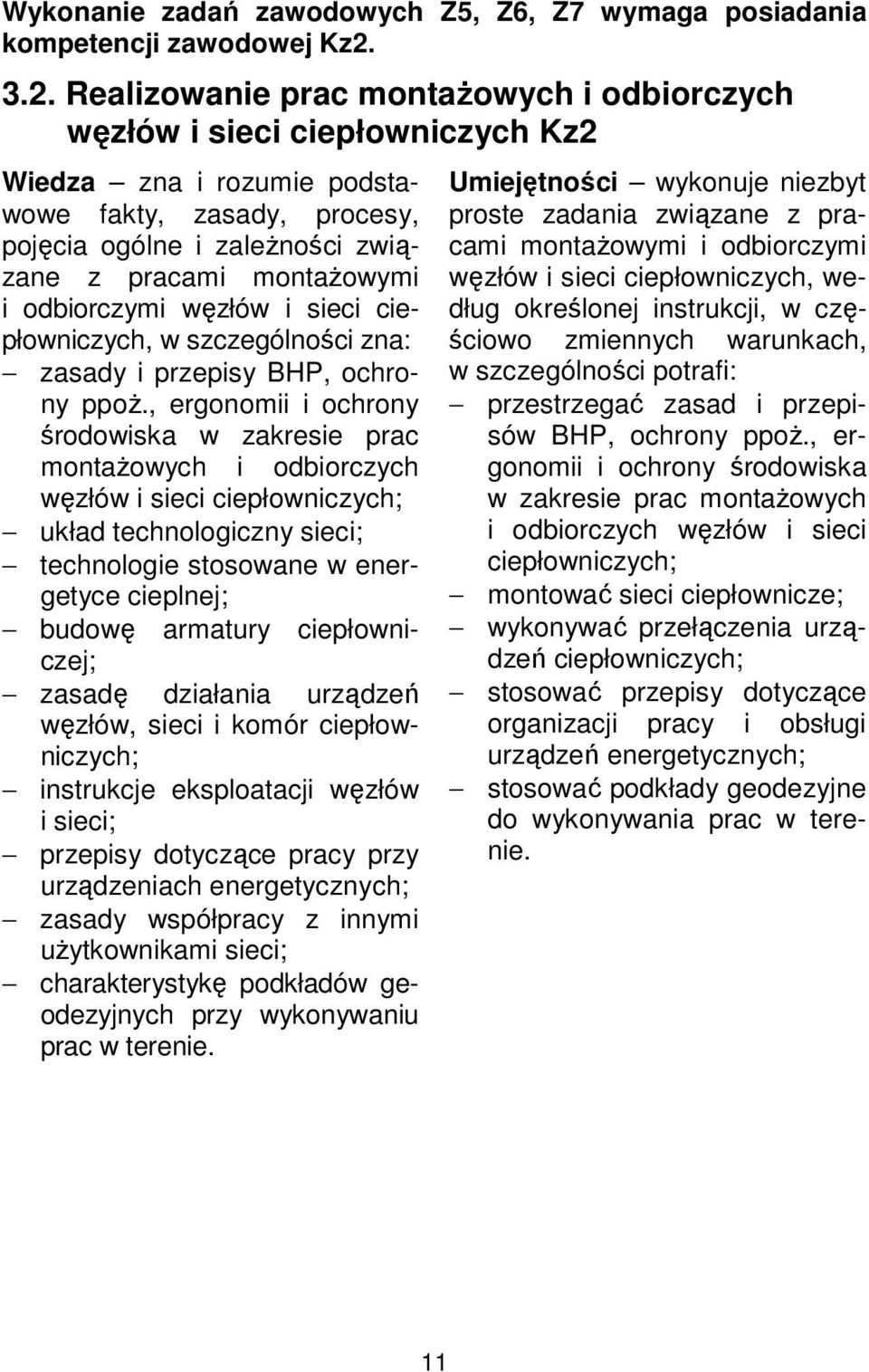 odbiorczymi węzłów i sieci ciepłowniczych, w szczególności zna: zasady i przepisy BHP, ochrony ppoż.