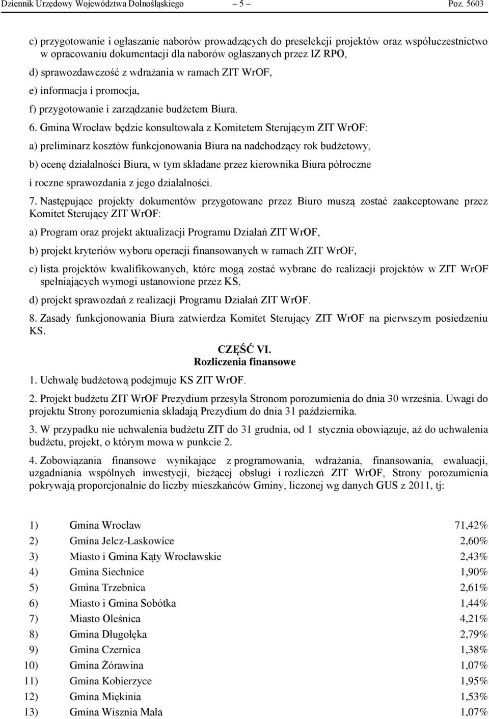 w ramach ZIT WrOF, e) informacja i promocja, f) przygotowanie i zarządzanie budżetem Biura. 6.