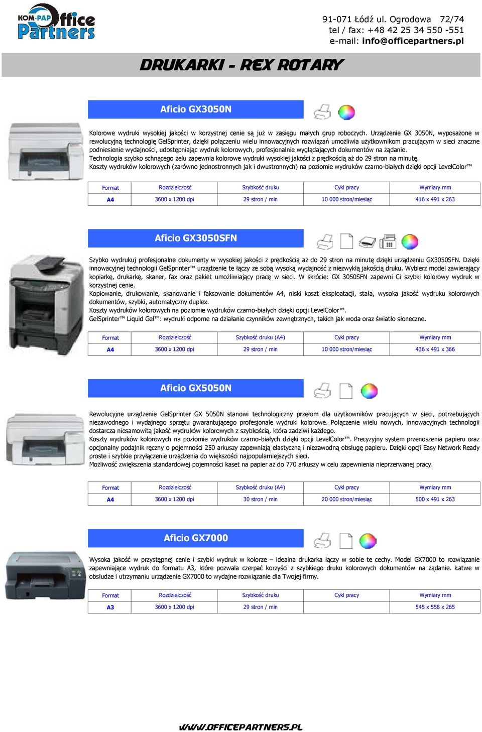 udostępniając wydruk kolorowych, profesjonalnie wyglądających dokumentów na żądanie. Technologia szybko schnącego żelu zapewnia kolorowe wydruki wysokiej jakości z prędkością aż do 29 stron na minutę.