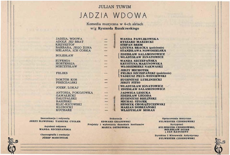 (gościnnie) STANISŁAWA NOWOSIELSKA ZDZISŁAW SALAMONOWICZ { WŁADYSŁAW IGNATOWICZ WANDA SZCZEPA~-SKA KRYSTYNA MARYNOWSKA WŁODZIMIERZ NAKWASKI I JERZY MICHOTEK ) FELIKS SZCZEPANSKI (gościnnie) l TADEUSZ